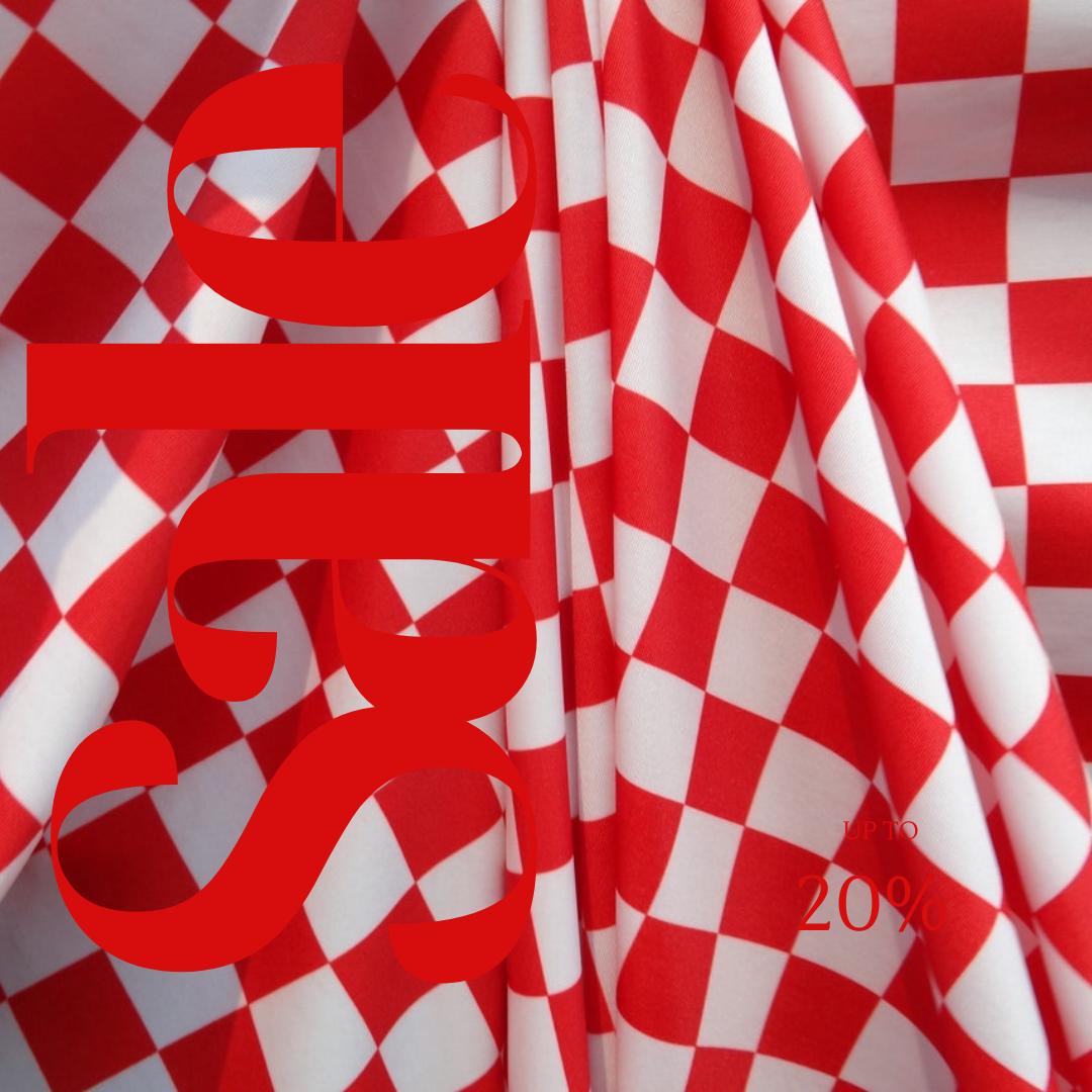 Red and White Checkered Print - 4 Way Stretch Fabric By The Yard - 60" Wide Spandex Fabric - Thick and Heavy Spandex Fabric