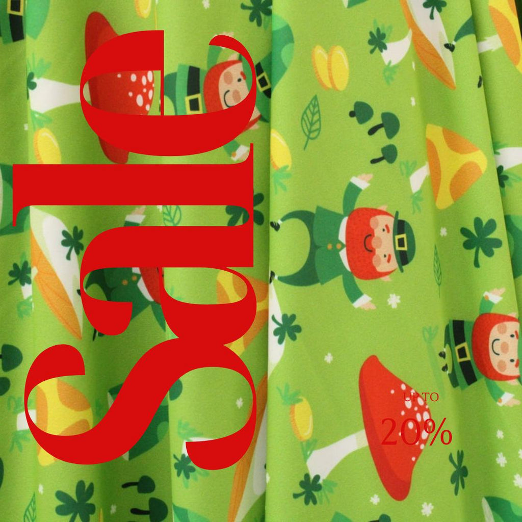 St Patrick's Day Mushrooms Print - 4 Way Stretch Fabric By The Yard - 60" Wide Spandex Fabric - Thick and Heavy Spandex Fabric