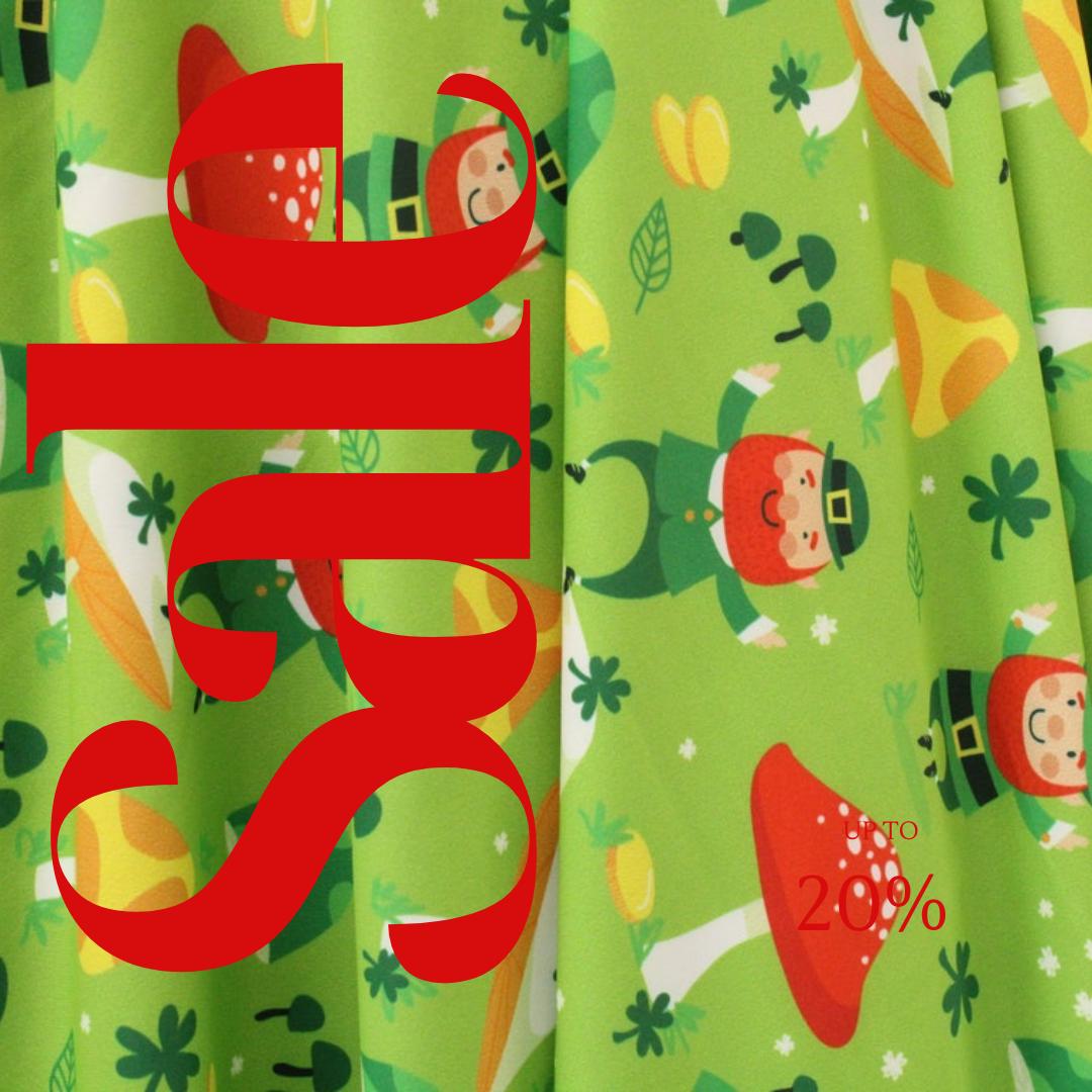 St Patrick's Day Mushrooms Print - 4 Way Stretch Fabric By The Yard - 60" Wide Spandex Fabric - Thick and Heavy Spandex Fabric