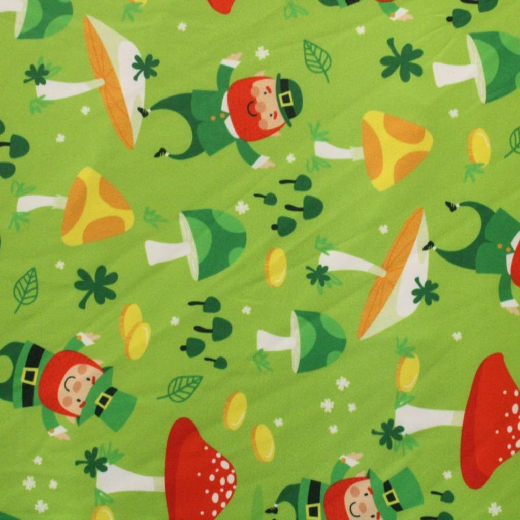 St Patrick's Day Mushrooms Print - 4 Way Stretch Fabric By The Yard - 60" Wide Spandex Fabric - Thick and Heavy Spandex Fabric
