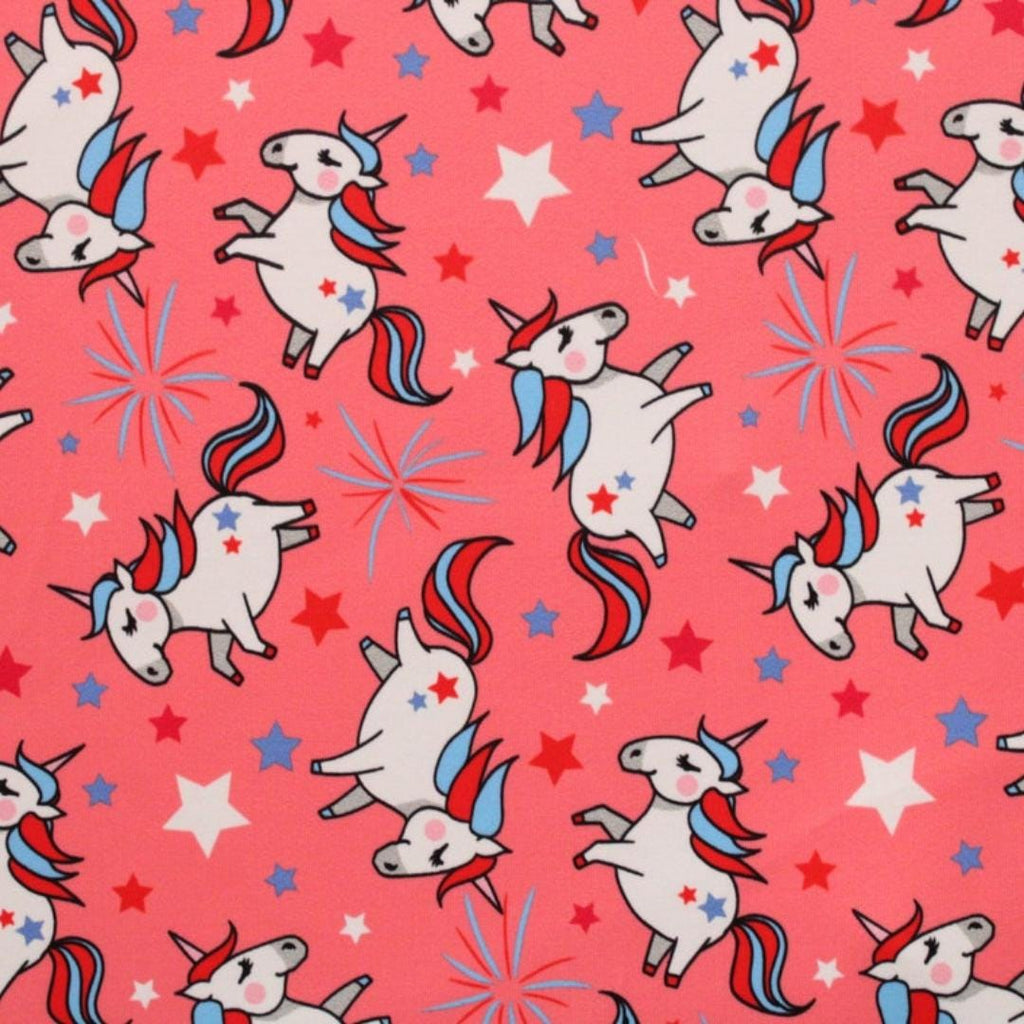 Fireworks & Unicorns Print - 4 Way Stretch Fabric By The Yard - 60" Wide Spandex Fabric - Thick and Heavy Spandex Fabric