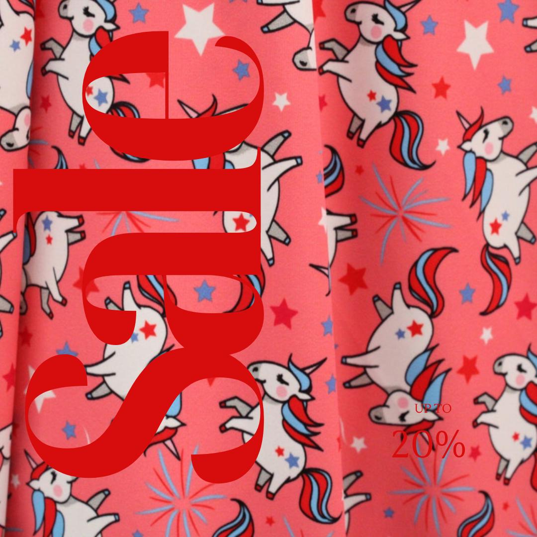 Fireworks & Unicorns Print - 4 Way Stretch Fabric By The Yard - 60" Wide Spandex Fabric - Thick and Heavy Spandex Fabric
