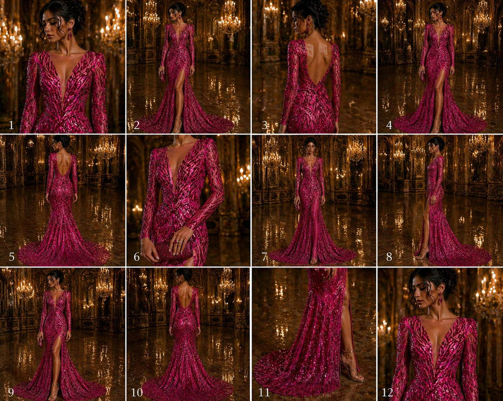 Luxury Shiny Sequin 4-Way Stretch Mesh Fabric – Prom & Evening Dress Material By The Yard. Fuchsia