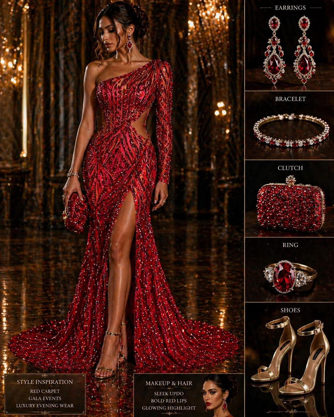 Luxury Shiny Sequin 4-Way Stretch Mesh Fabric – Prom & Evening Dress Material By The Yard. Red