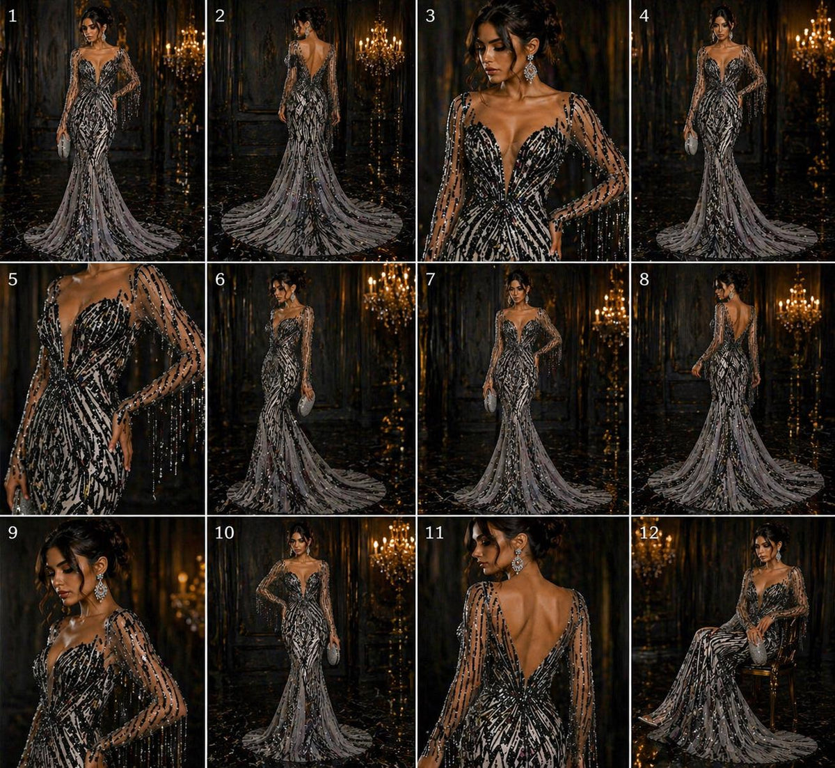 Luxury Shiny Sequin 4-Way Stretch Mesh Fabric – Prom & Evening Dress Material By The Yard. Black
