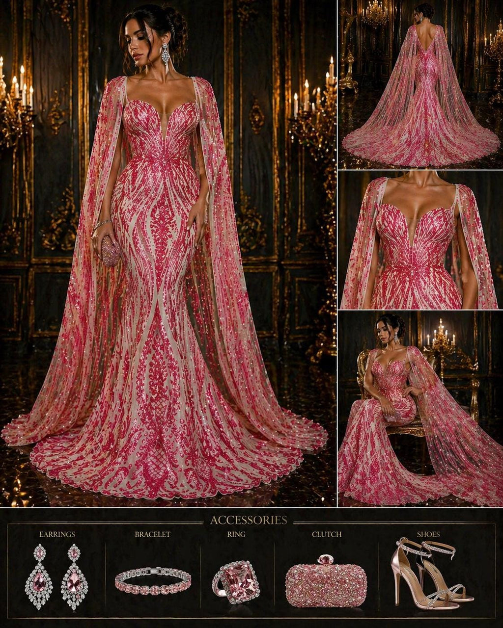 CORAL - Luxury Shiny Sequin 4-Way Stretch Mesh Fabric – Prom & Evening Dress Material By The Yard.