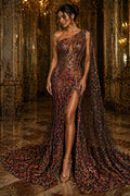 RAINBOW - Luxury Iridescent Shiny Sequin 4-Way Stretch Mesh Fabric – Prom & Evening Dress Material By The Yard.