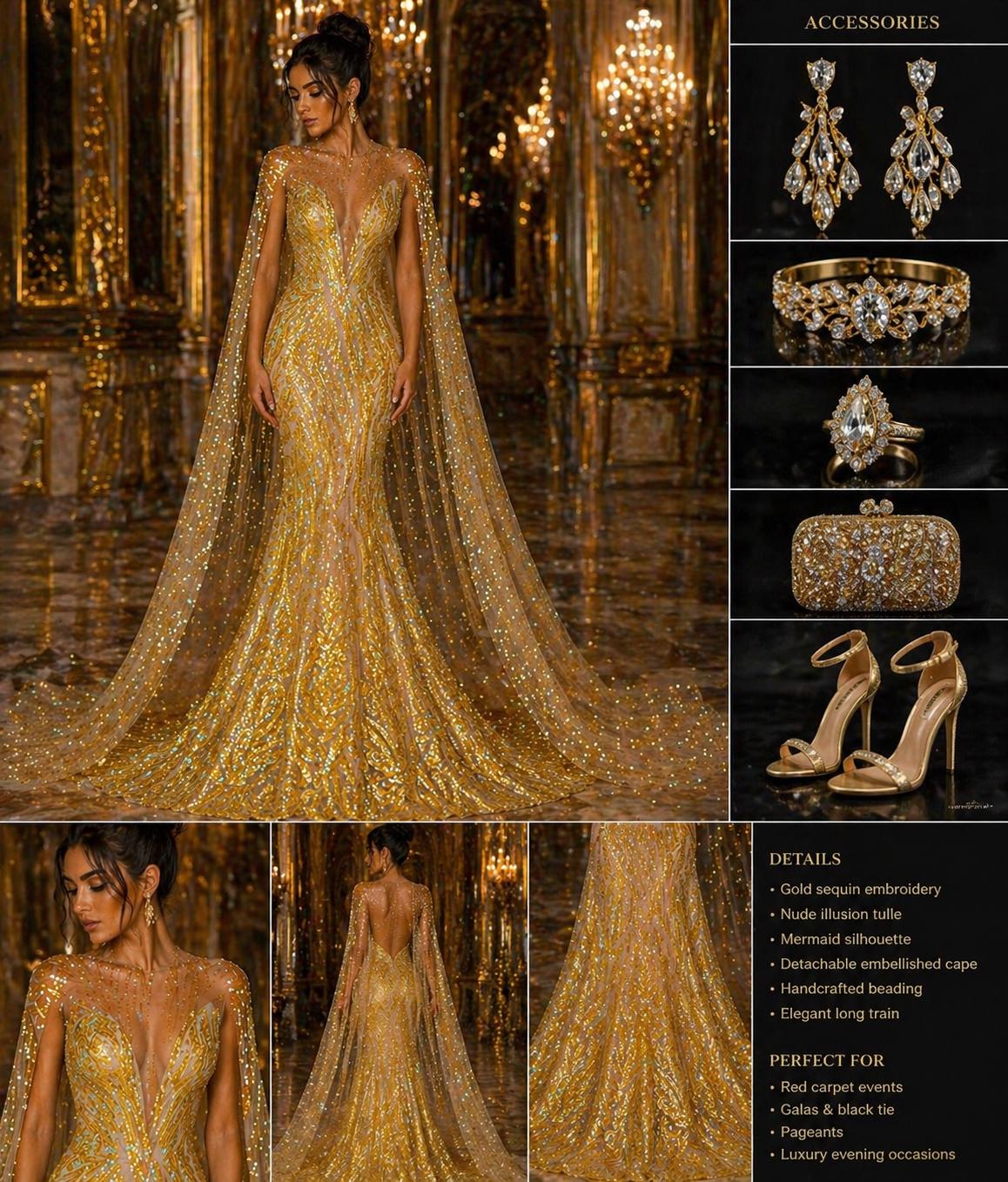 YELLOW - Luxury Iridescent Shiny Sequin 4-Way Stretch Mesh Fabric – Prom & Evening Dress Material By The Yard.