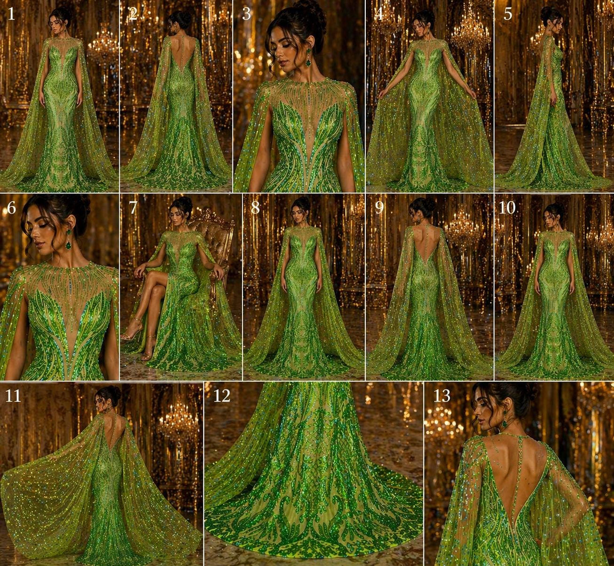 NEON LIME - Luxury Iridescent Shiny Sequin 4-Way Stretch Mesh Fabric – Prom & Evening Dress Material By The Yard.