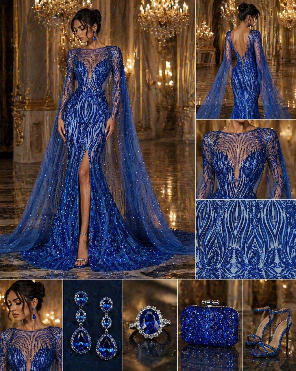 ROYAL - Luxury Shiny Sequin 4-Way Stretch Mesh Fabric – Prom & Evening Dress Material By The Yard.