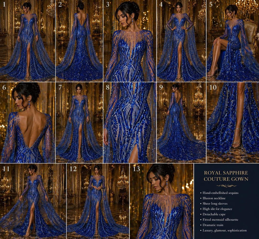 ROYAL - Luxury Shiny Sequin 4-Way Stretch Mesh Fabric – Prom & Evening Dress Material By The Yard.