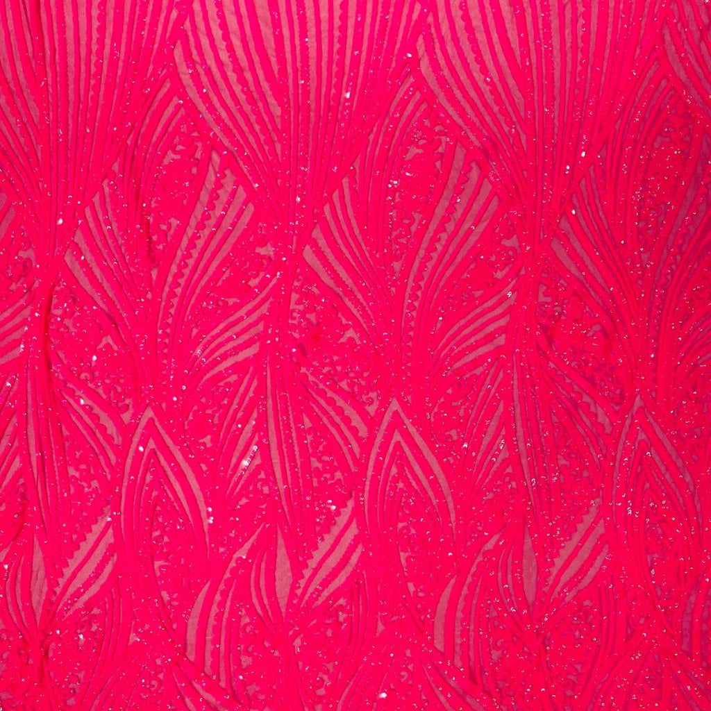 Luxury Shiny Sequin 4-Way Stretch Mesh Fabric – Prom & Evening Dress Material By The Yard. Hot Pink
