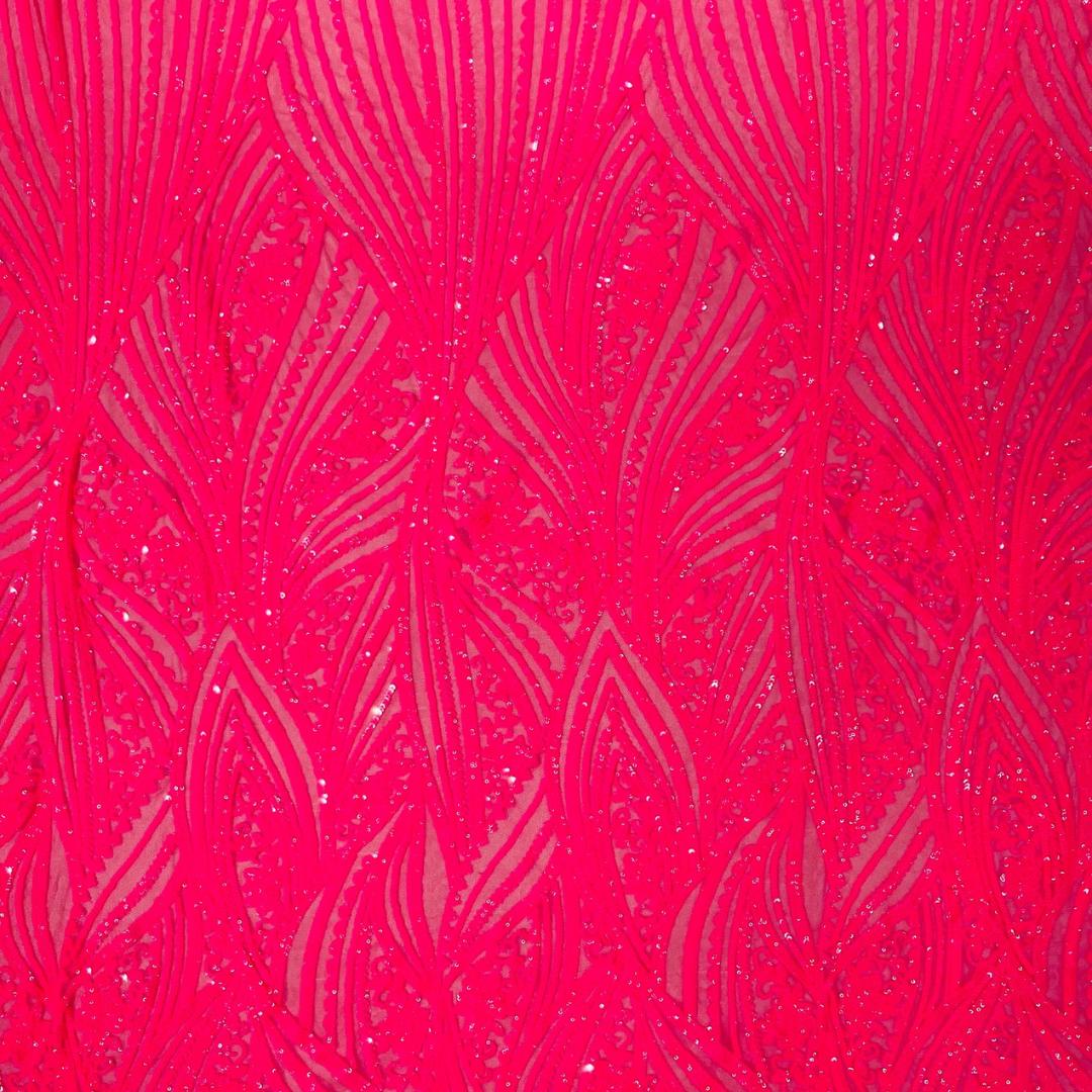 Luxury Shiny Sequin 4-Way Stretch Mesh Fabric – Prom & Evening Dress Material By The Yard. Hot Pink