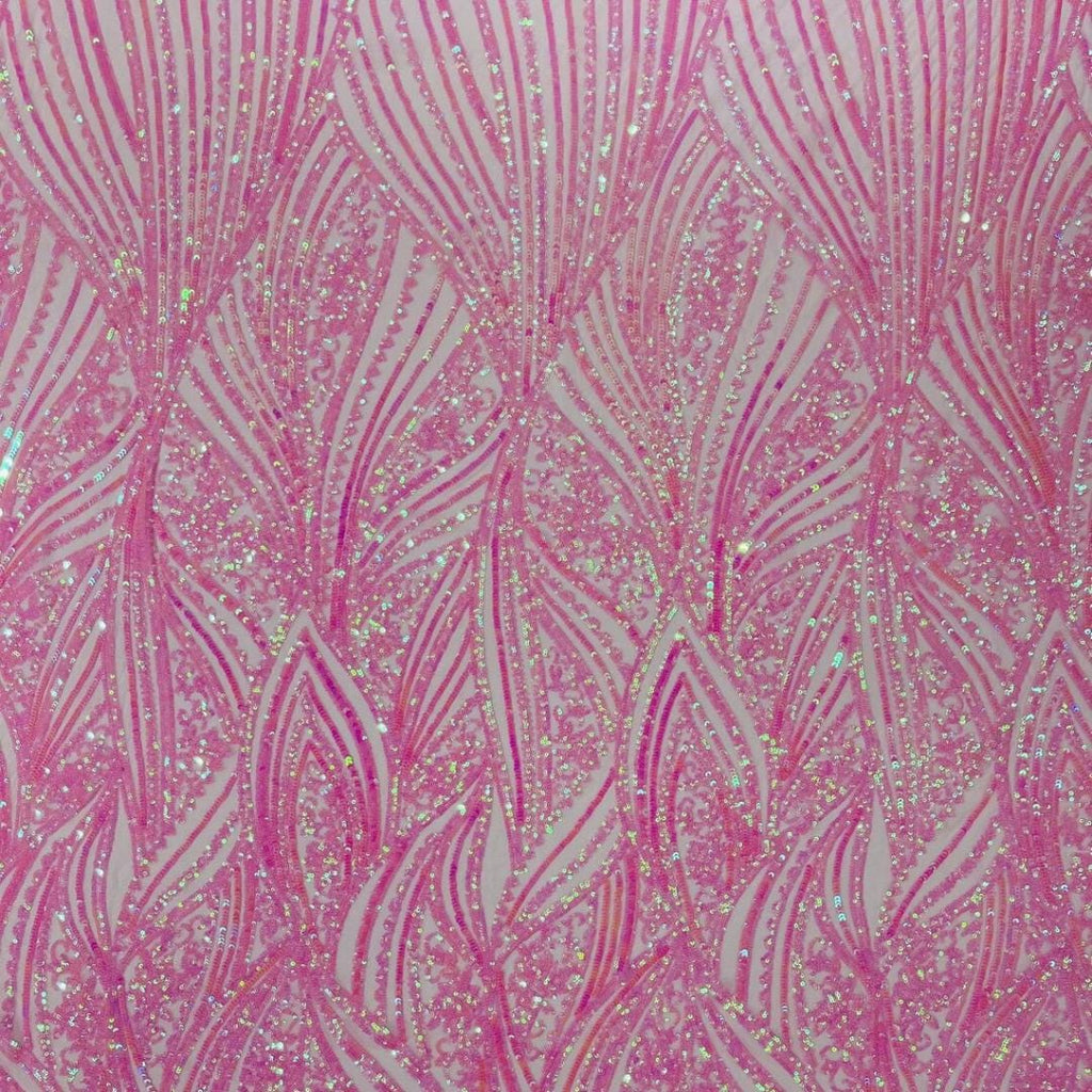 Luxury Shiny Sequin 4-Way Stretch Mesh Fabric – Prom & Evening Dress Material By The Yard. Candy Pink
