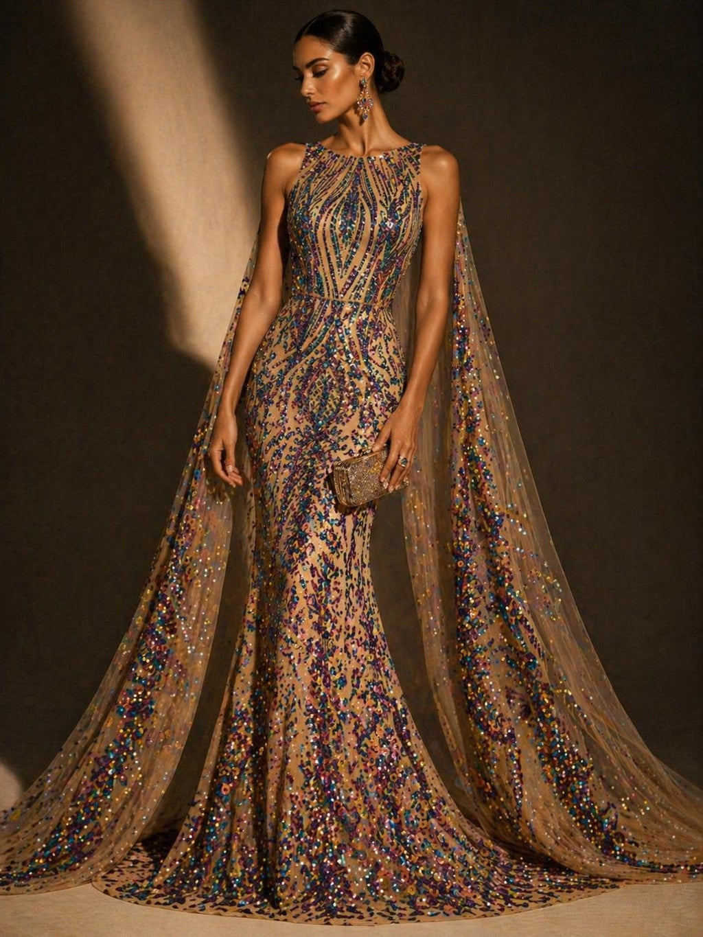 LAVENDER - Luxury Iridescent Shiny Sequin 4-Way Stretch Mesh Fabric – Prom & Evening Dress Material By The Yard.
