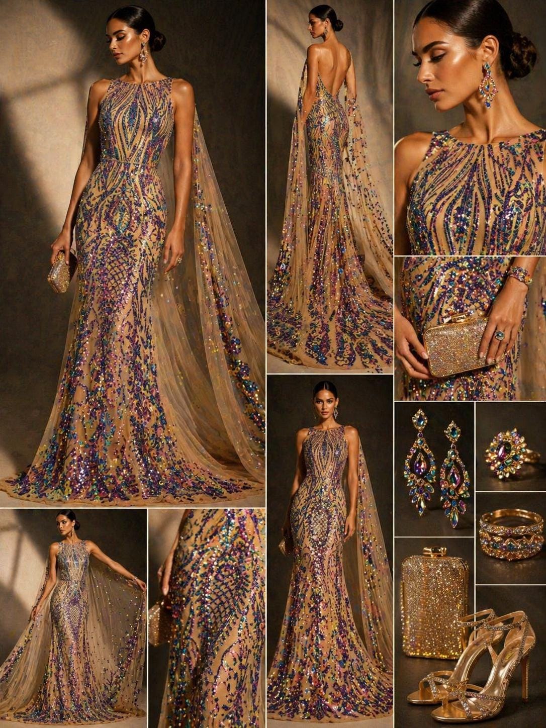 LAVENDER - Luxury Iridescent Shiny Sequin 4-Way Stretch Mesh Fabric – Prom & Evening Dress Material By The Yard.