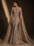 ROSE GOLD - Luxury Shiny Sequin 4-Way Stretch Mesh Fabric – Prom & Evening Dress Material By The Yard.
