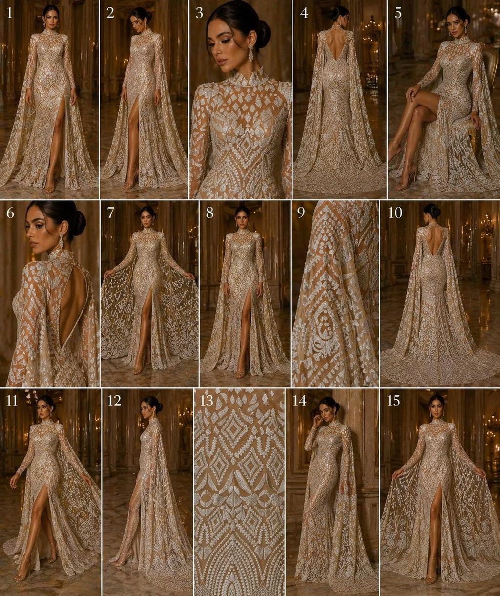 Geometric Design Luxury Shiny Sequin - WHITE/NUDE - 4 Way Stretch Mesh Fabric – Prom & Evening Dress Material By The Yard.