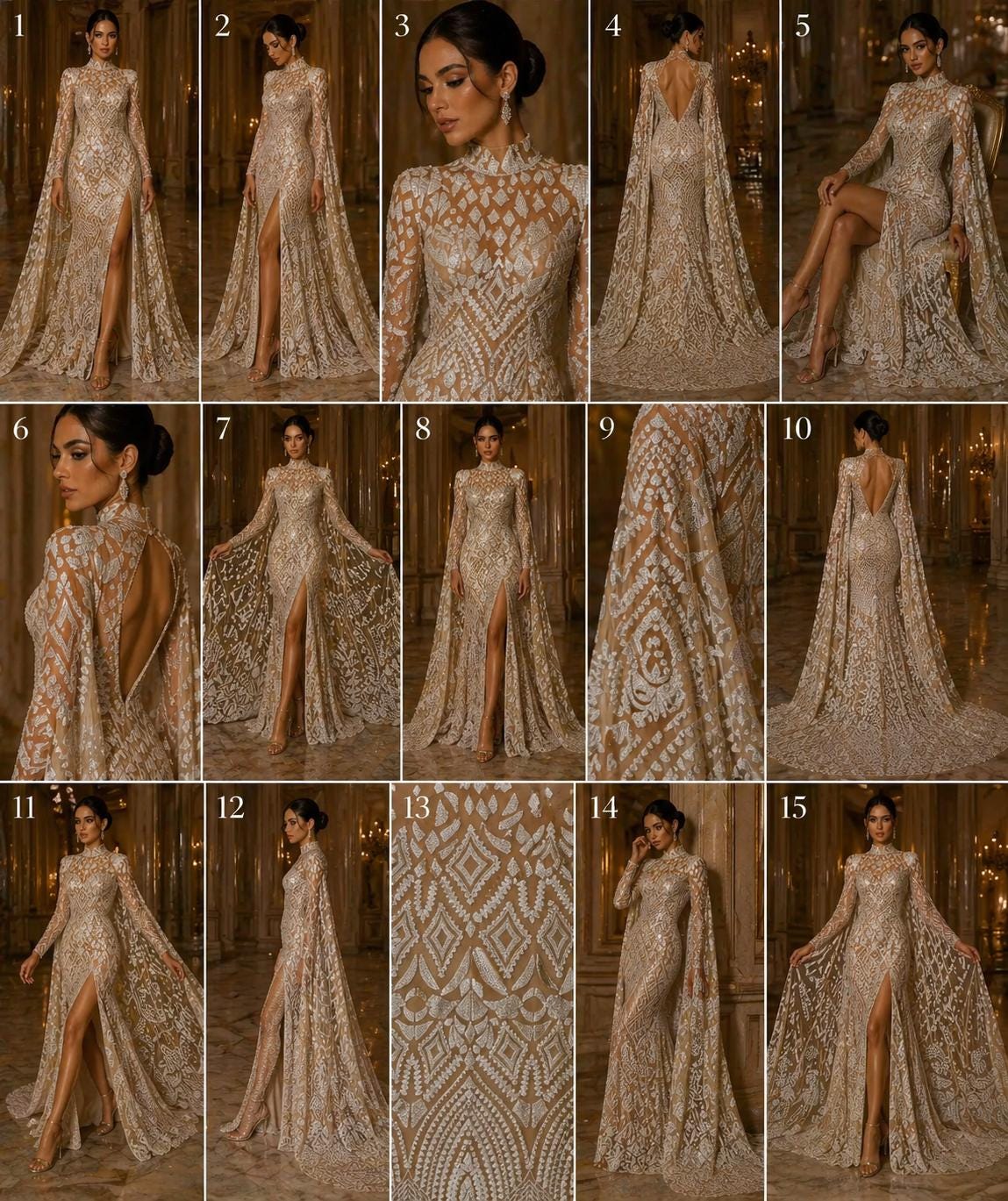 Geometric Design Luxury Shiny Sequin - WHITE/NUDE - 4 Way Stretch Mesh Fabric – Prom & Evening Dress Material By The Yard.