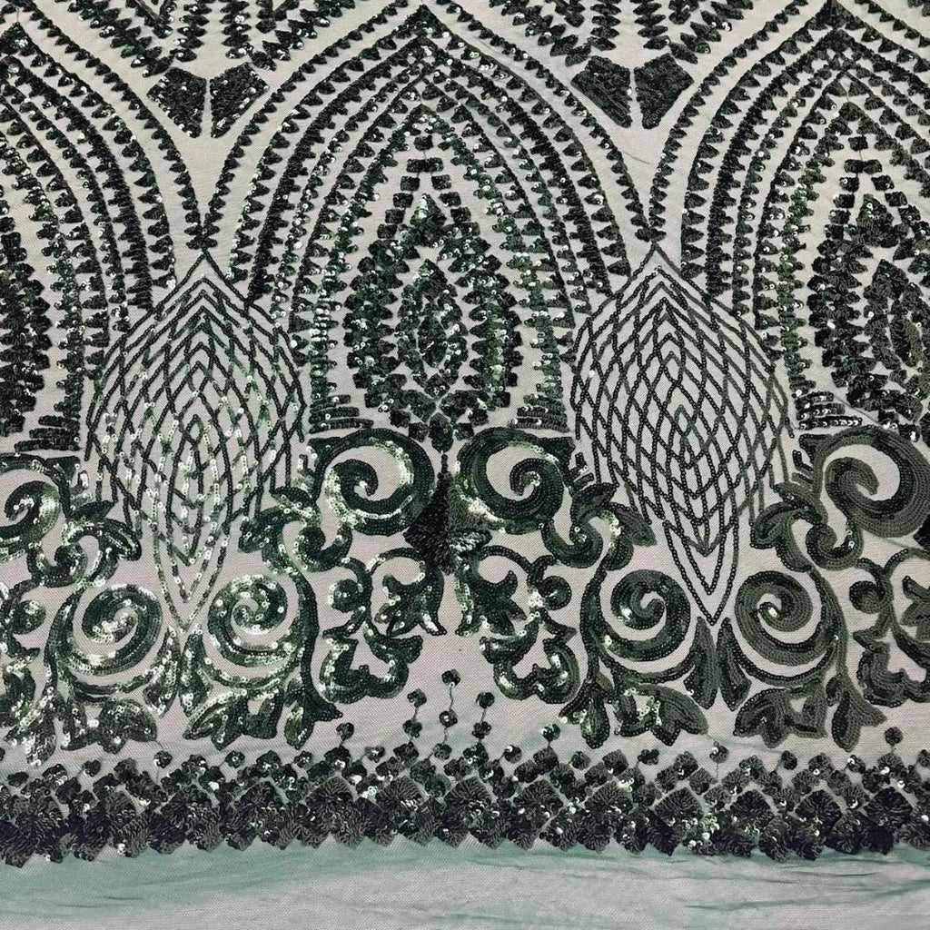Geometric Design Luxury Shiny Sequin - HUNTER - 4 Way Stretch Mesh Fabric – Prom & Evening Dress Material By The Yard.