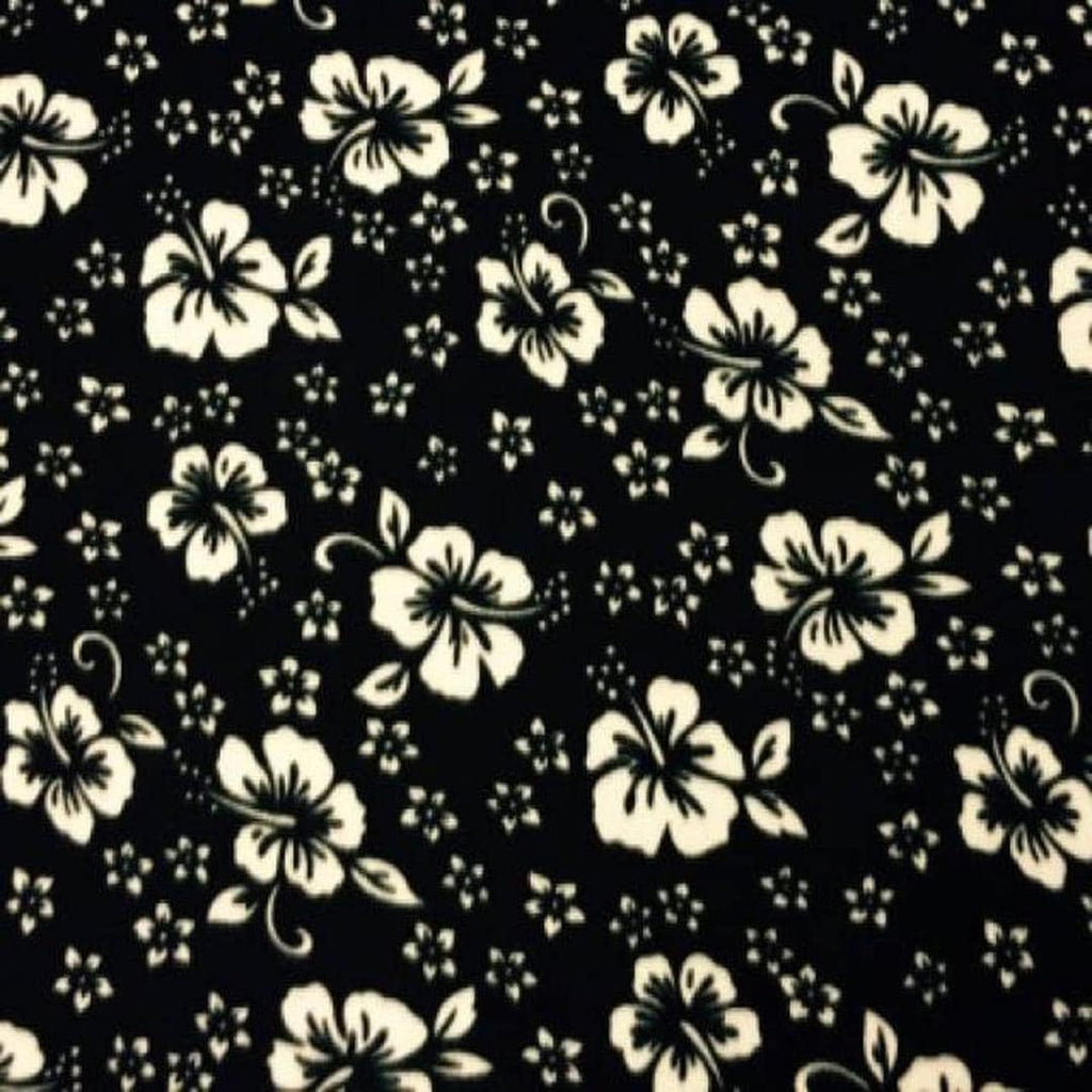 Hawaiian Print - Anti Pill Theme Fleece Fabric, 60” Inches Wide – Sold By The Yard Black