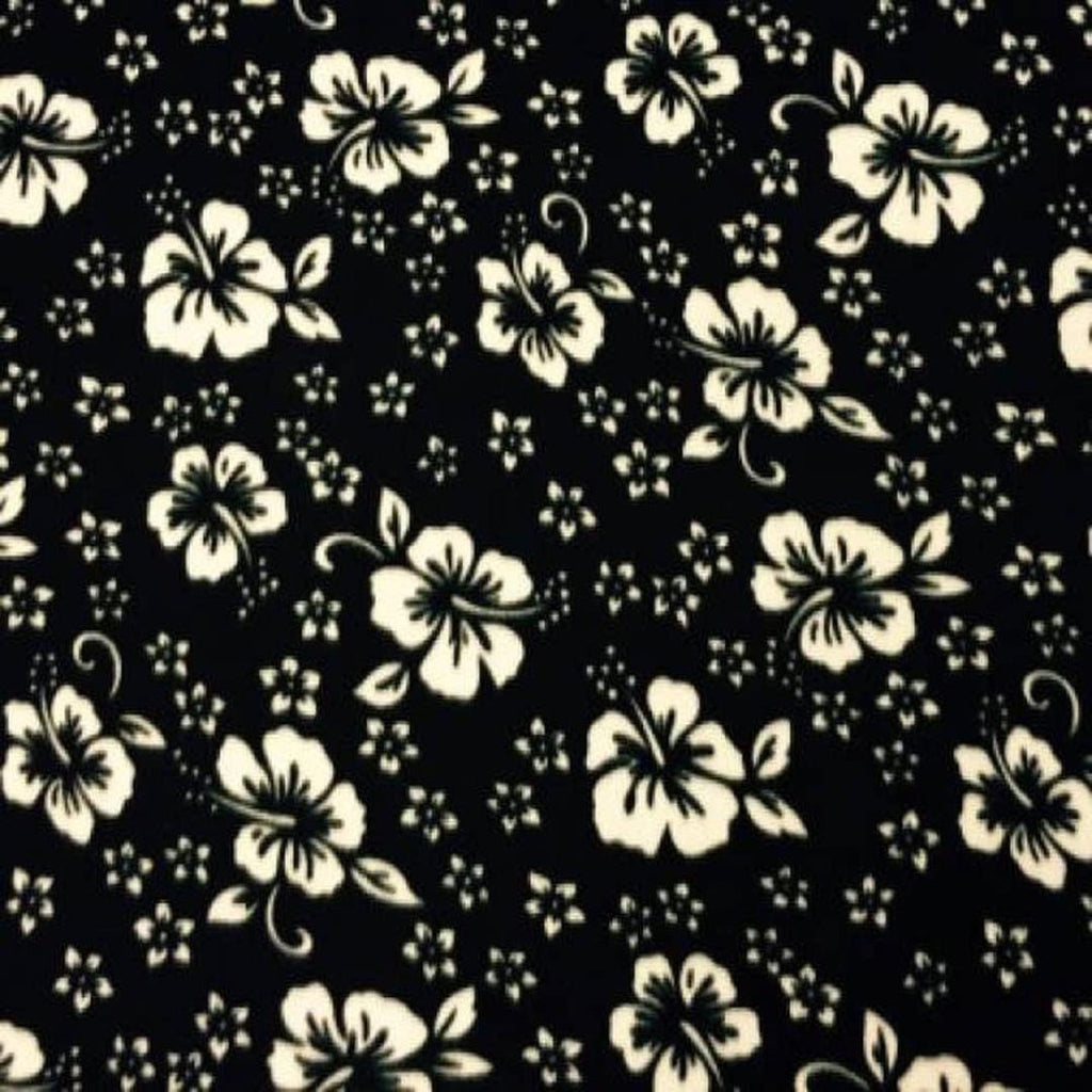 Hawaiian Print - Anti Pill Theme Fleece Fabric, 60” Inches Wide – Sold By The Yard Black