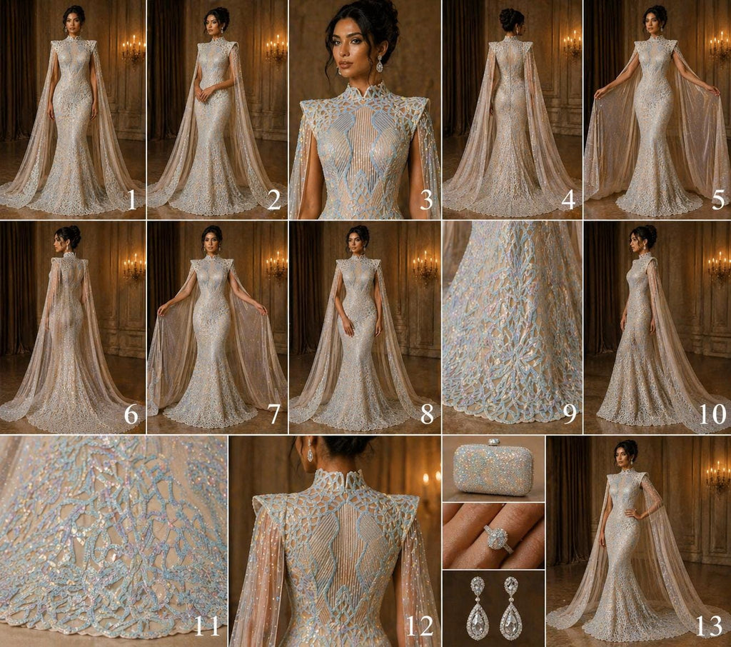 Glossy Iridescent Design Luxury Shiny Sequin - AQUA - 4 Way Stretch Mesh Fabric – Prom & Evening Dress Material By The Yard.