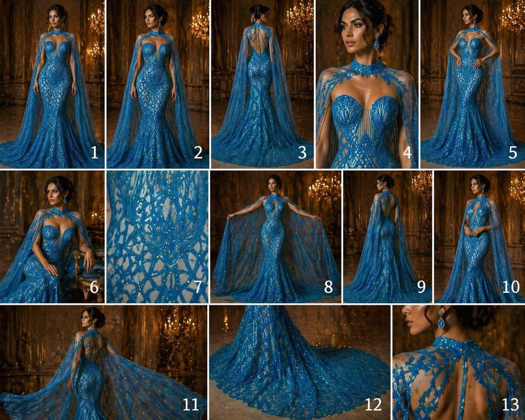 Glossy Design Luxury Shiny Sequin - TURQUOISE - 4 Way Stretch Mesh Fabric – Prom & Evening Dress Material By The Yard.