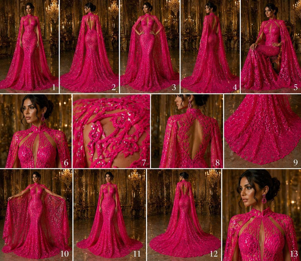 Glossy Design Luxury Shiny Sequin - HOT PINK - 4 Way Stretch Mesh Fabric – Prom & Evening Dress Material By The Yard.