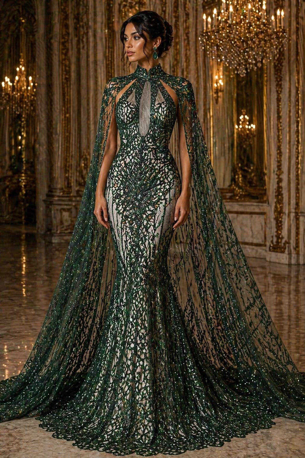 Glossy Design Luxury Shiny Sequin - HUNTER - 4 Way Stretch Mesh Fabric – Prom & Evening Dress Material By The Yard.