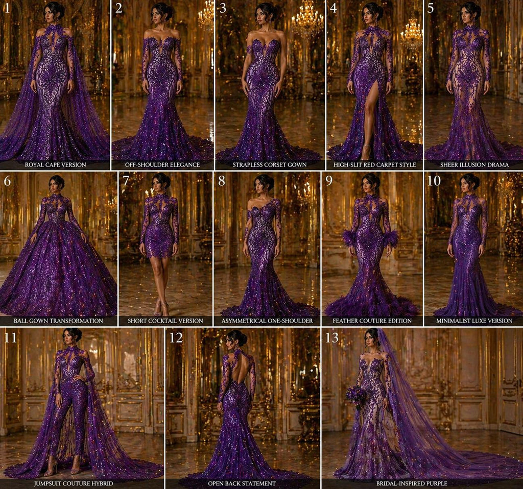 Glossy Design Luxury Shiny Sequin - PURPLE - 4 Way Stretch Mesh Fabric – Prom & Evening Dress Material By The Yard.