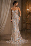 Jewel Design Iridescent Luxury Multi Color Sequin - Aqua/Rose Gold 4 Way Stretch Mesh Fabric – Prom & Evening Dress Material By The Yard.