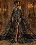 Jewel Design Iridescent Luxury Multi Color Sequin -Turquoise/Silver - 4 Way Stretch Mesh Fabric – Prom & Evening Dress Material By The Yard.
