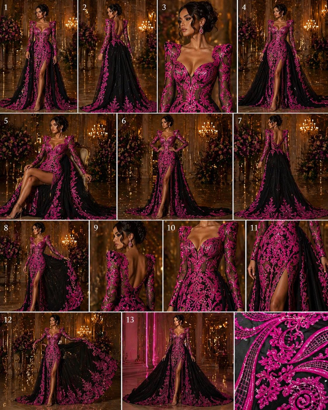 Neon Hot Pink - Marvelous Luxury Shiny Sequin 4-Way Stretch Mesh Fabric – Prom & Evening Dress Material By The Yard.