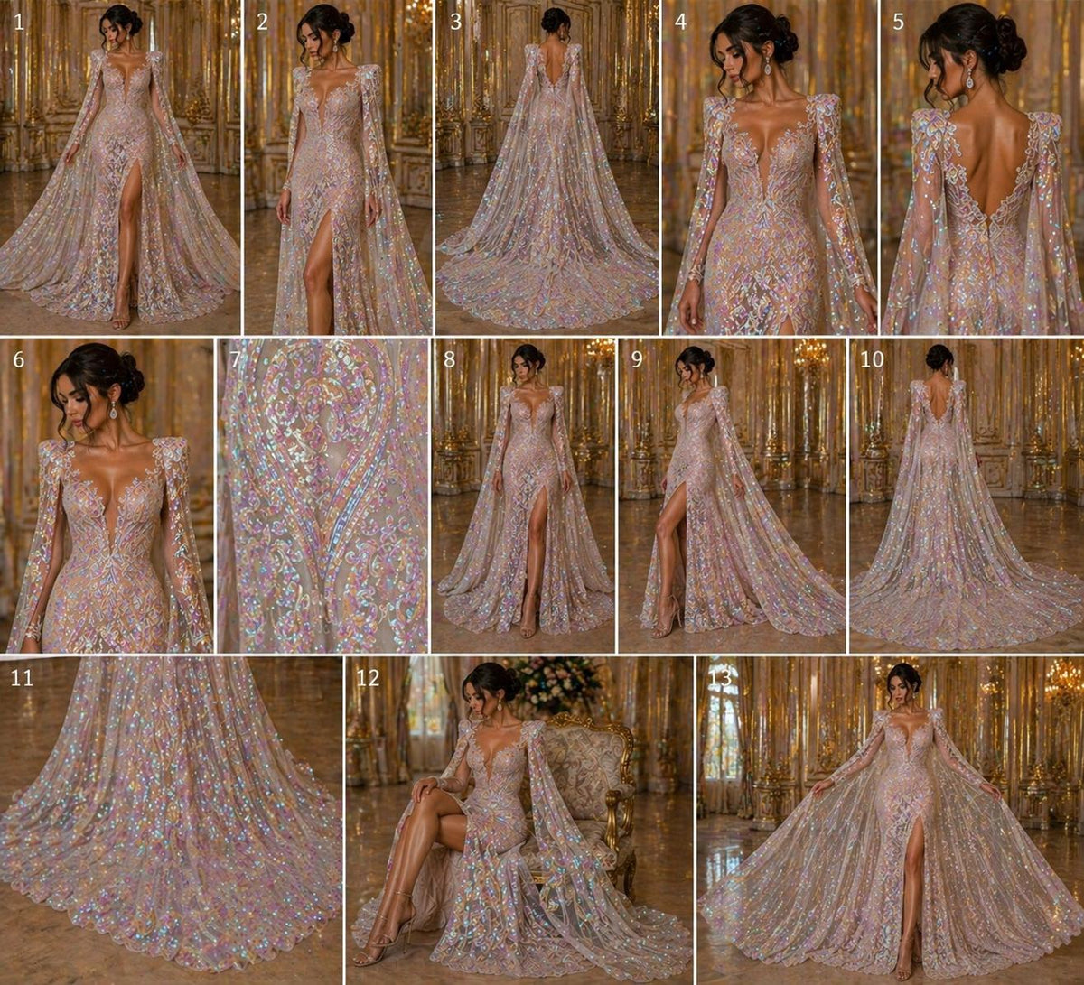 White/Pink Iridescent - Marvelous Luxury Shiny Sequin 4-Way Stretch Mesh Fabric – Prom & Evening Dress Material By The Yard.