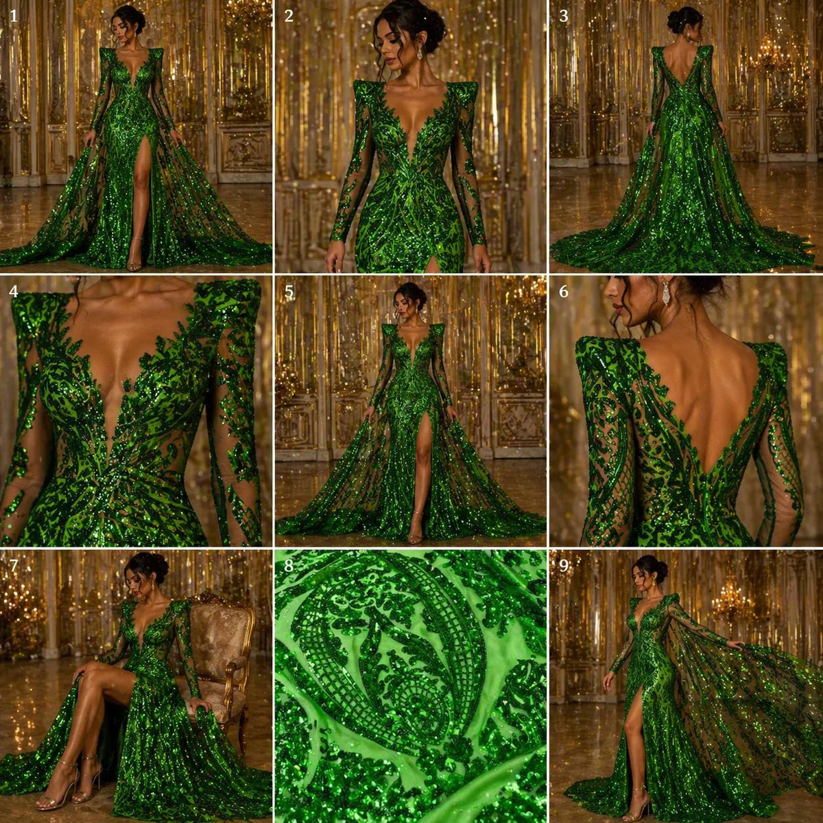 Green - Marvelous Luxury Shiny Sequin 4-Way Stretch Mesh Fabric – Prom & Evening Dress Material By The Yard.