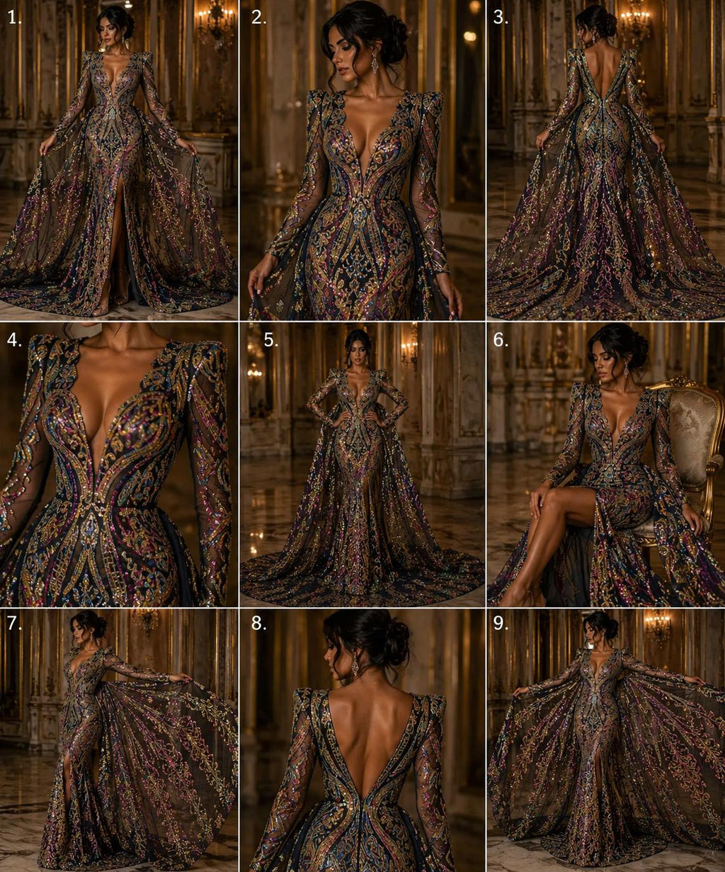 Rainbow Iridescent - Marvelous Luxury Shiny Sequin 4-Way Stretch Mesh Fabric – Prom & Evening Dress Material By The Yard.