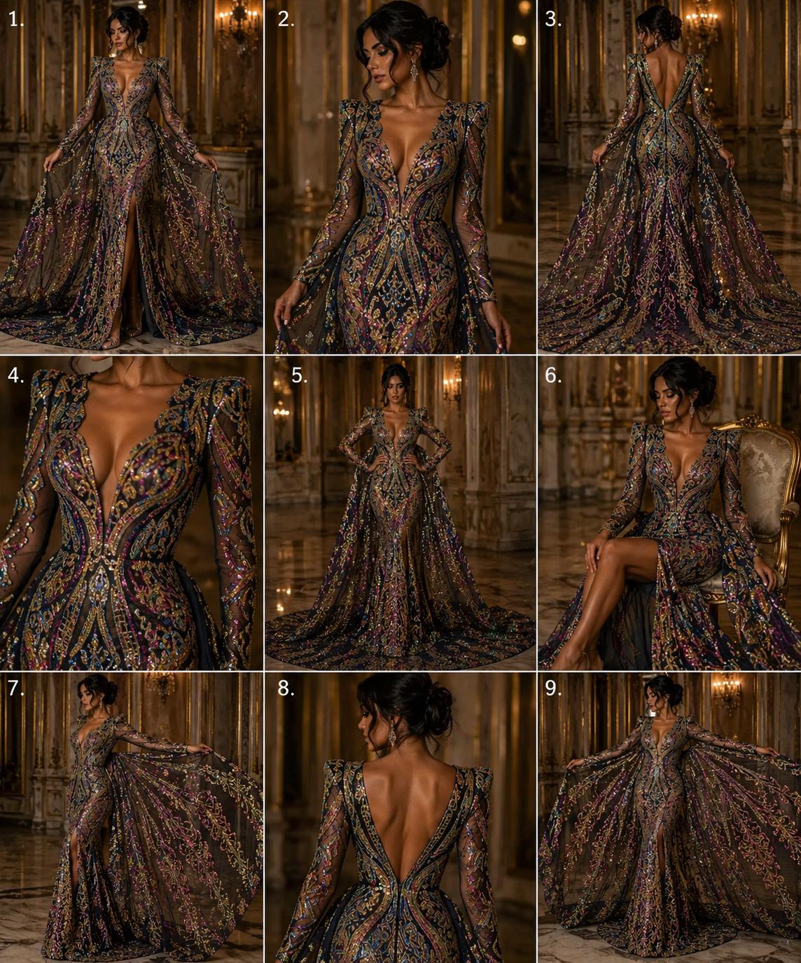 Rainbow Iridescent - Marvelous Luxury Shiny Sequin 4-Way Stretch Mesh Fabric – Prom & Evening Dress Material By The Yard.