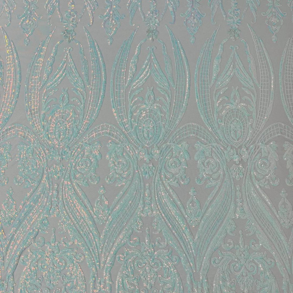 Aqua Clear Iridescent - Marvelous Luxury Shiny Sequin 4-Way Stretch  Mesh Fabric – Prom & Evening Dress Material By The Yard.
