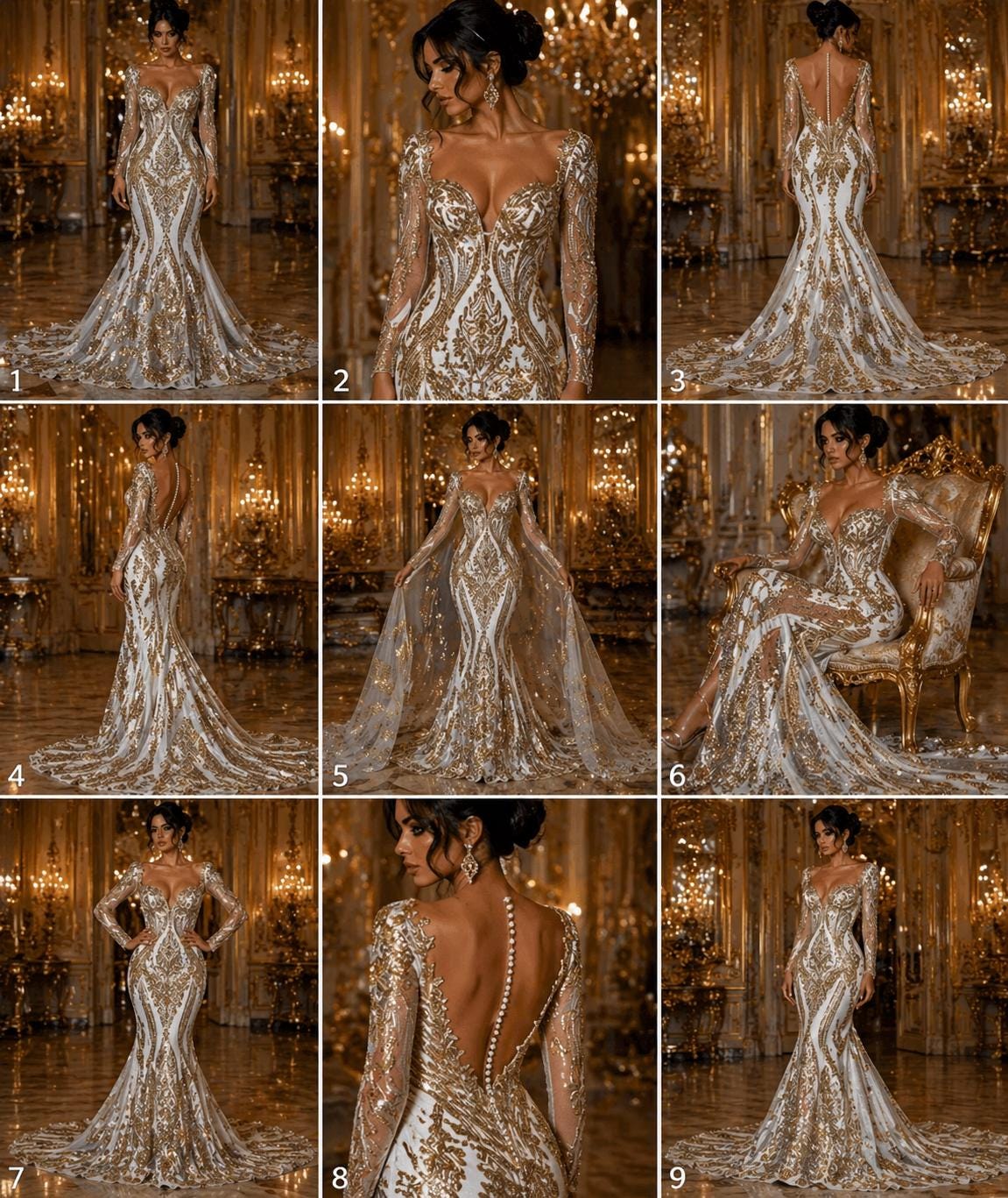 Gold - Marvelous Luxury Shiny Sequin 4-Way Stretch Mesh Fabric – Prom & Evening Dress Material By The Yard.