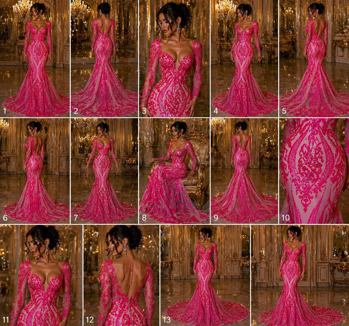 Neon Pink Iridescent - Marvelous Luxury Shiny Sequin 4-Way Stretch Mesh Fabric – Prom & Evening Dress Material By The Yard.
