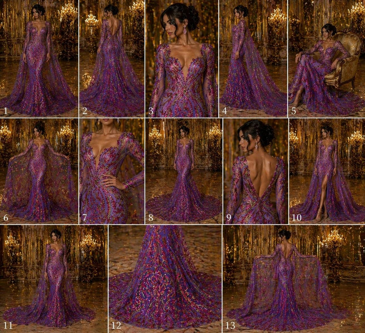 Purple Iridescent - Marvelous Luxury Shiny Sequin 4-Way Stretch Mesh Fabric – Prom & Evening Dress Material By The Yard.
