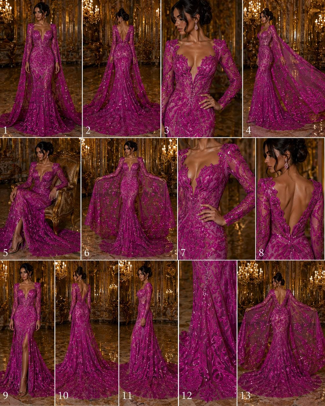 Magenta - Marvelous Luxury Shiny Sequin 4-Way Stretch Mesh Fabric – Prom & Evening Dress Material By The Yard.