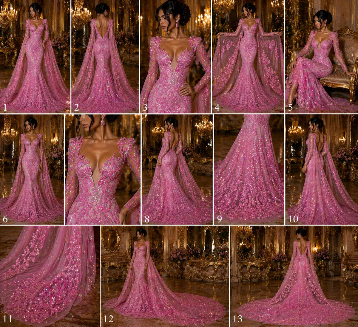 Candy Pink Iridescent - Marvelous Luxury Shiny Sequin 4-Way Stretch Mesh Fabric – Prom & Evening Dress Material By The Yard.
