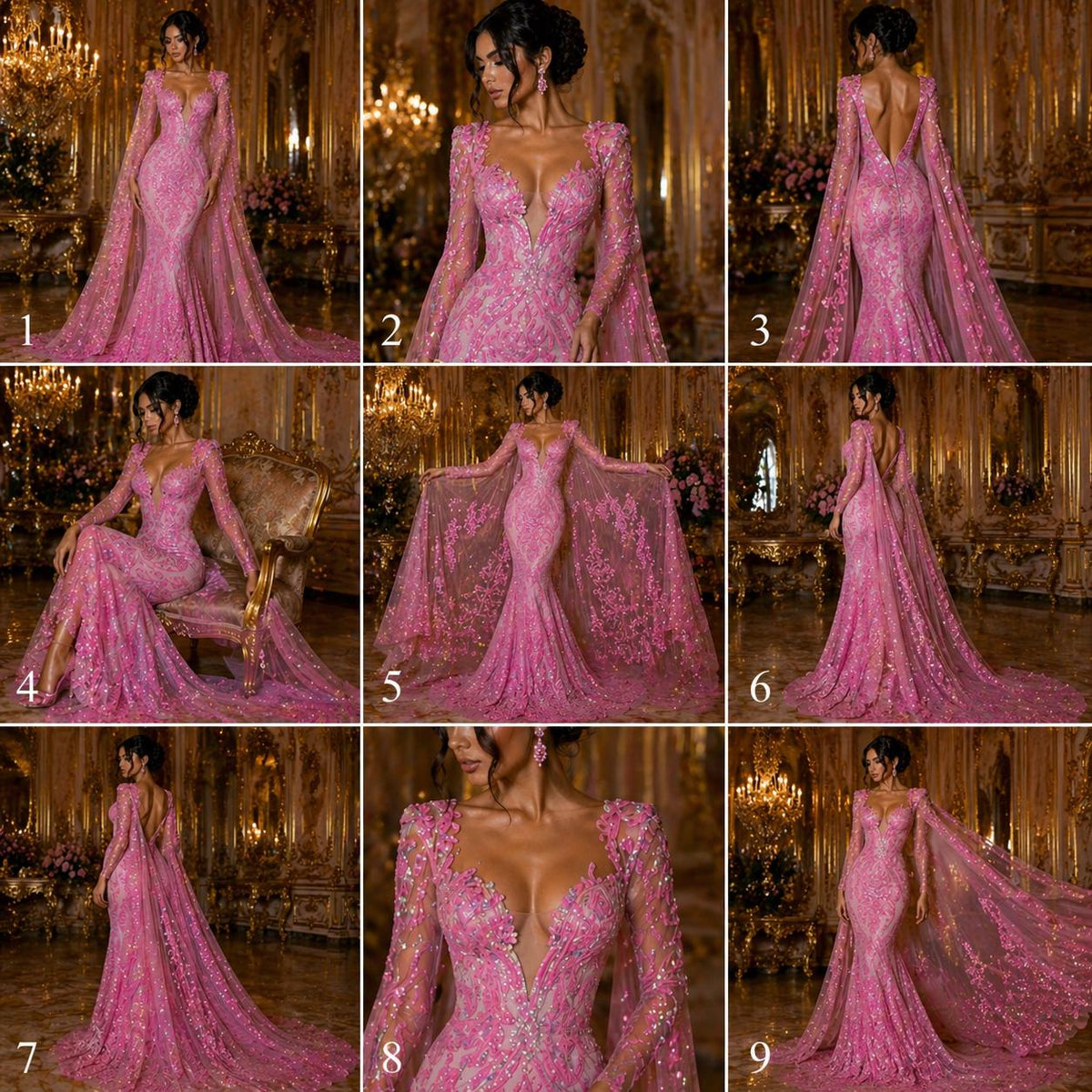 Candy Pink Iridescent - Marvelous Luxury Shiny Sequin 4-Way Stretch Mesh Fabric – Prom & Evening Dress Material By The Yard.