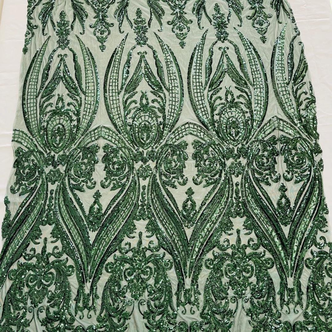 Hunter- Marvelous Luxury Shiny Sequin 4-Way Stretch Mesh Fabric – Prom & Evening Dress Material By The Yard.