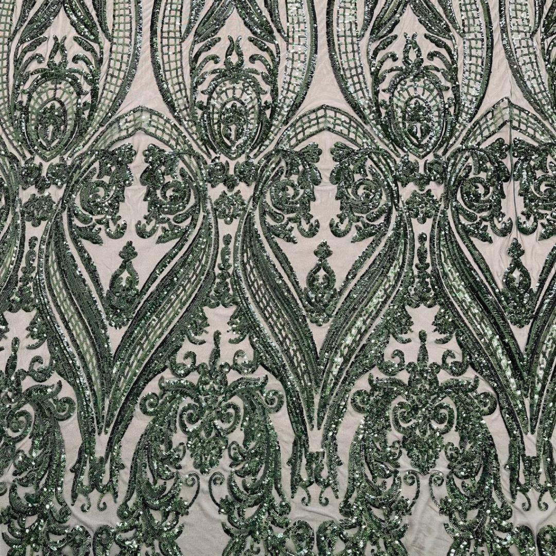 Hunter- Marvelous Luxury Shiny Sequin 4-Way Stretch Mesh Fabric – Prom & Evening Dress Material By The Yard.