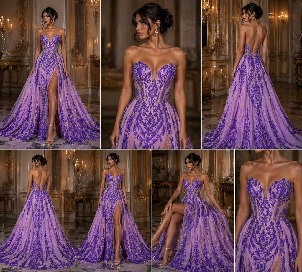Orchid Lilac - Marvelous Luxury Shiny Sequin 4-Way Stretch Mesh Fabric – Prom & Evening Dress Material By The Yard.