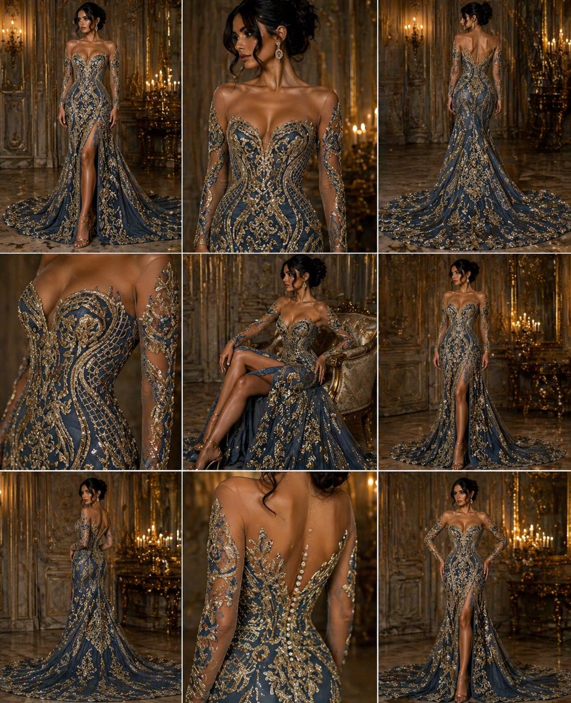 Gold/Black - Marvelous Luxury Shiny Sequin 4-Way Stretch Mesh Fabric – Prom & Evening Dress Material By The Yard.
