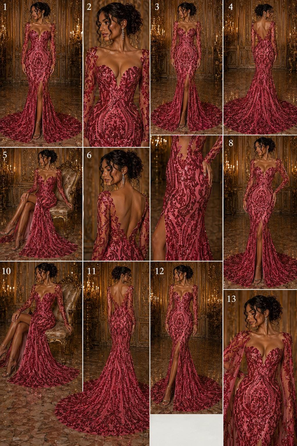 Burgundy - Marvelous Luxury Shiny Sequin 4-Way Stretch Mesh Fabric – Prom & Evening Dress Material By The Yard.